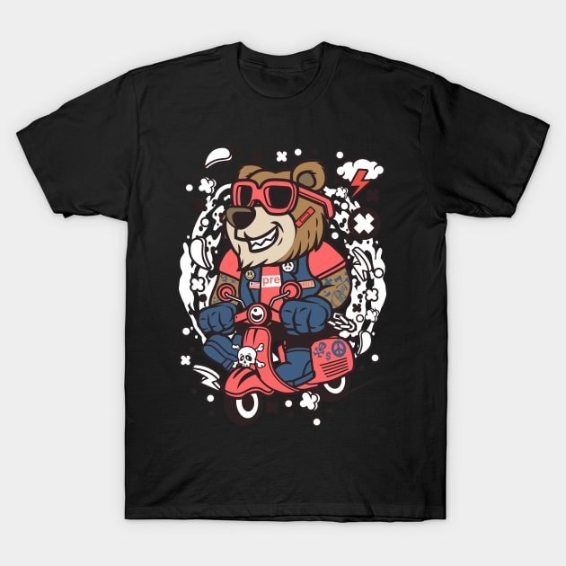 Bear Scooterist T-Shirt by p308nx